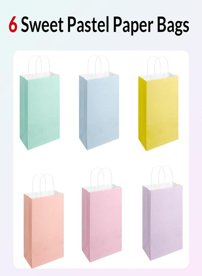SUNEE Gift Bags with Handles 5.5x3.3x8, 100 Pcs Small Paper Gift Bags Bulk, 6 Pastel Color Kraft Paper Goodie Bags Bulk for Wedding, Birthday, Party Supplies, Christams and Celebrations - Image 3